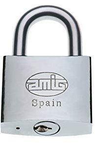 Amig - Candado acero inoxidable -recomendado para uso marítimo Modelo 60 - Latón niquelado con arco de acero tratado - Ancho: 50 mm