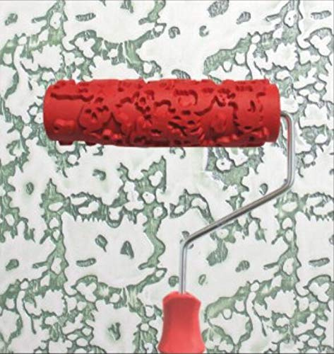 BUUEERR 7 inch DIY Patterned Paint Roller Decorative Rubber Roller Decorative Art Roller Texture Roller with Plastic Handle - More than 300 Patterns (Pattern AE3)