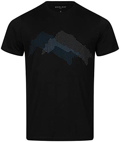 Woolday I Merino T-Shirt Herren Rundhals aus 100%, superfeiner Merinowolle mit Aufdruck I Stoff aus Deutschland, genäht in Portugal I Schwarz I L