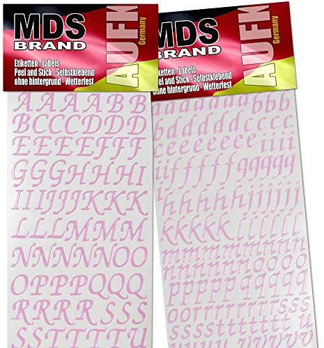 MDSBrand 1,5cm Schreibschrift Buchstaben Aufkleber Aufkleber 2er/pk ideal für Hochzeit, Weihnachten und Geburtstagen, einfach zum basteln und gestalten von Karten & Fotoalbum 94 (Rosa)