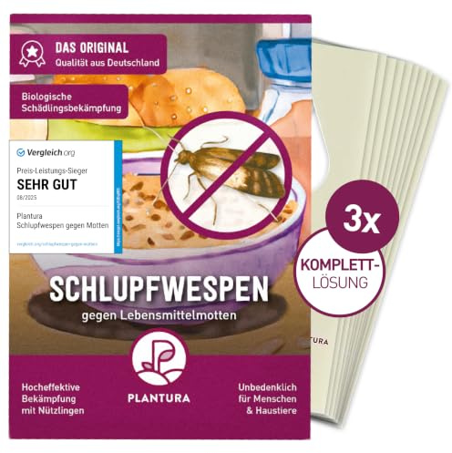 Plantura Schlupfwespen gegen Lebensmittelmotten, 9 Karten | Hochwirksame Bekämpfung mit Nützlingen, Trichogramma, Alternative zu Mottenkugeln