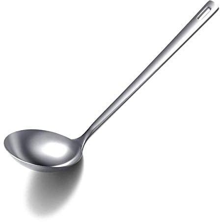 Berglander Cucharón de acero inoxidable, cucharón de cocina, cuchara de sopa de metal para cocinar antiadherente y resistente al calor, apto para lavavajillas, fácil de limpiar