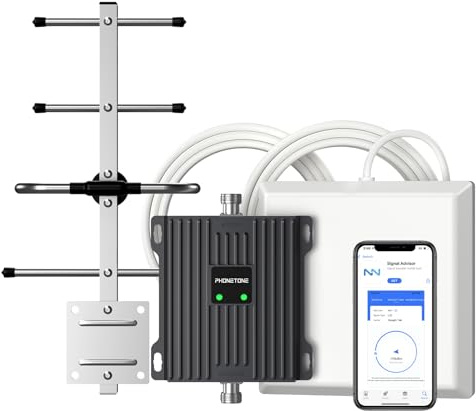 Cell Phone Signal Booster for Verizon and AT&T | Up to 4,500 Sq Ft | Boost 4G LTE 5G Signal on Band 12/13/17 | 65dB Dual Band Cellular Repeater with High Gain Antennas | FCC Approved