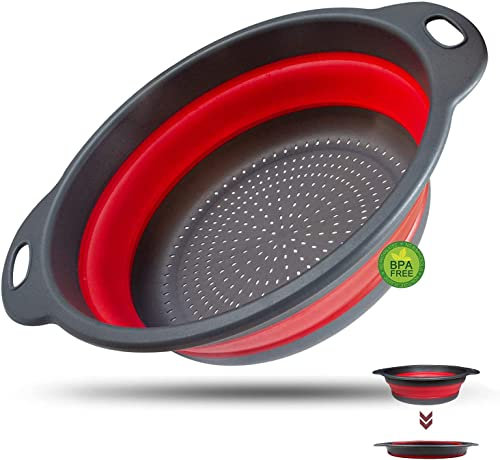 WALFOS Passoire pliable extra large, 34 cm, en silicone, peu encombrante, sans BPA et passe au lave-vaisselle, pour pâtes, légumes, fruits