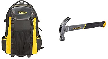 Stanley 1-79-215 Fatmax Backpack on Wheels & STHT0-51309 16oz Fiberglass Curved Claw Hammer, 450g