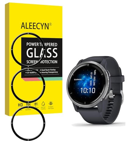 3 Pièces Verre Trempé Compatible Garmin Venu 2, 9H Dureté, HD, Anti-Rayures, sans Bulles, Protection D'écran Garmin Venu 2