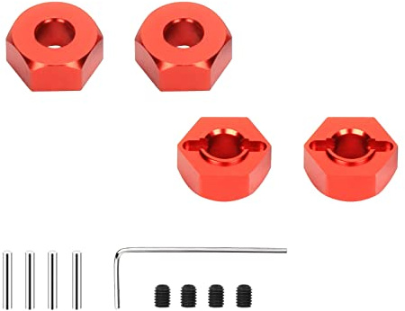 RCAWD Rad-Sechskant-Nabenadapter 14 mm für 1/10 ARRMA 3s & Mega550 Vorteks Senton Granit Big Rock Typhon bearbeitete Legierung Upgrades Teil 4 Stück (rot)