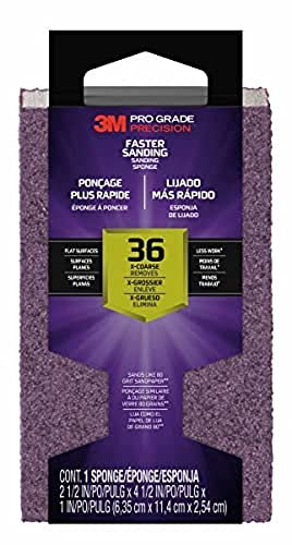 Pro Grade Precision Faster Sanding Block, spugna abrasiva 3M grana 36 (extra grana), 24003TRI-XC-B, 6,3 cm x 11,3 cm x 2,5 cm, confezione da 12, colore: Grigio