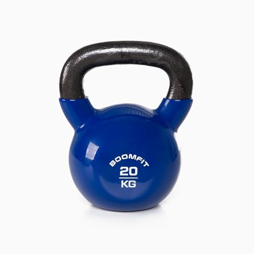 BOOMFIT Kettlebell 20 kg Vinyl-Beschichtung | Kugelhantel Herren Fortgeschritten für Kraftausdauer | Gewichtskugel mit Griff Swing Snatch | Ideal für CrossFit HIIT und Muskelaufbau