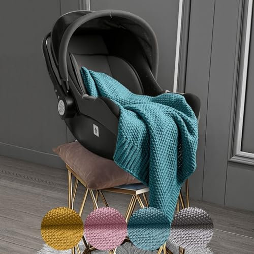 wometo Babydecke Strickdecke oekoTex Wolle-Look - türkis 70x100 für Jungen und Mädchen