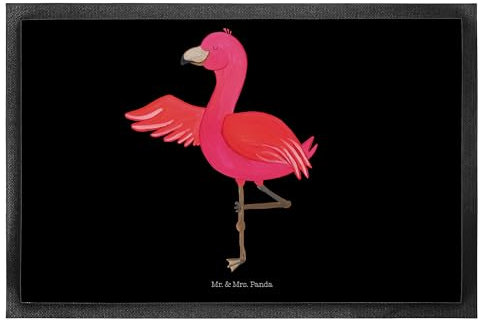 Mr. & Mrs. Panda 50 x 75 cm Fußmatte Flamingo Yoga - Geschenk, Vogel, Achtsamkeit, Yogapose, Fußabtreter, Türvorleger, Eingangsteppich, Fußmatten,