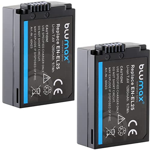 2X Blumax Akku kompatibel mit Nikon EN-EL25 - für Nikon Z50 Z30 und Nikon Z fc - 1280mAh