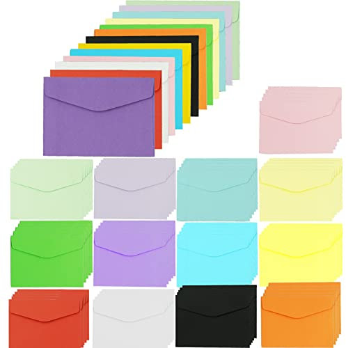 Mini-Umschläge in verschiedenen Farben, kleine gemischte Farben, 11,7 x 8,1 cm, Geschenkumschläge mit Aufklebern für Grußkarten, Thanksgiving, Weihnachten, Hochzeit, Party-Einladungen, 70 Stück