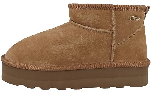s.Oliver Damen Boots aus Leder Gefüttert, Braun (Cognac), 36 EU