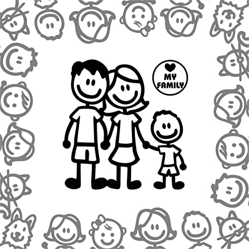 Adesivo famiglia 3 personaggi (PAPà MAMMA BIMBO)