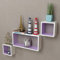 VACARX Wandregal, MDF, Würfel, Weiß / Violett, 3 Stück