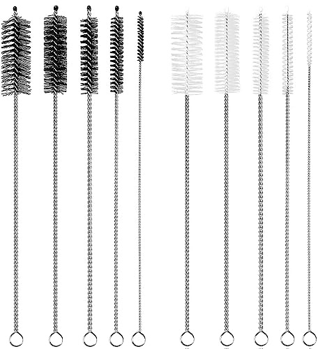 Straw Cleaner Brush Extra Long 12 inch, 10 PCS Straw Cleaner Brush Bristles Diameter (4+8+10+12+16mm) for Cleaning Straws, Pipe, Sippy Cup and Bottle