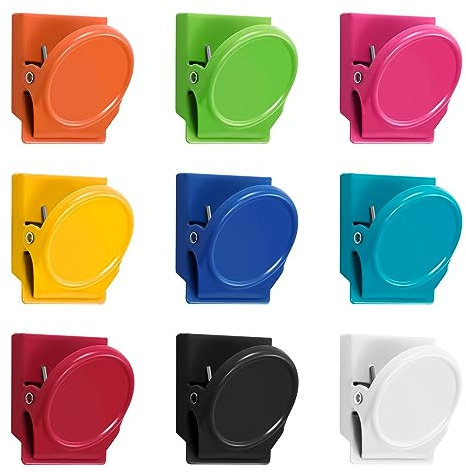 Geitiet Magnetic Clips,9 Pcs Strong Fridge Magnet Clip,Whiteboard Magnets Clips,Clips Magnets,Coloured Magnet Clips Scratch-resistant for Fridge for Whiteboard,Classroom,Office
