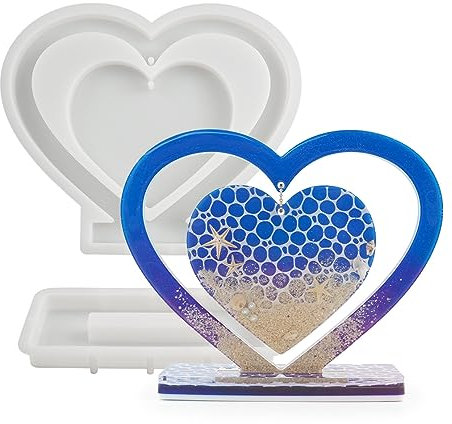 HyzaPhix Fotorahmen Herzen Silikonform Bilderrahmen Herz Epoxidharz Formen Foto Rahmen Resin Gießform Große Herzförmig Herzform für DIY Fotos Bilder Photo Jubiläumsgeschenke