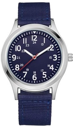 CIVO Reloj Hombre Deportivo Militar 40mm - Reloj Analógico Hombre Luminoso 12/24 Horas Reloj Pulsera Hombre Impermeable Cuarzo Nylon Azul, Moda Regalos Hombre