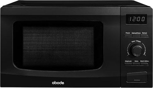 Abode 20L Digital Microwave 700W with 8 Auto Cook Menus in Black, 5 Power Levels & Timer, Button & Dial Control, Defrost Function, AMD2002B (Black, Digital)