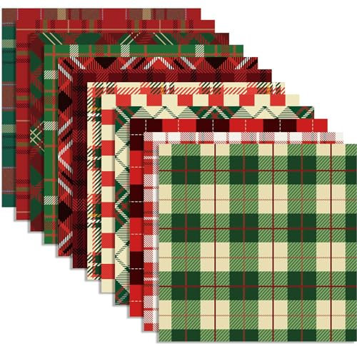 Weihnachtsmusterpapier, 12 Designs, 24 Stück, doppelseitig kariert, 12 x 12 Papierblöcke, DIY dekorative Weihnachtspapierblöcke für die Kartenherstellung, Scrapbook – Bastelpapier