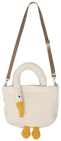 JUCHRZEY Plüsch-Handtaschen for Damen, weich, Cartoon-Gans-Tasche mit Griff oben, lässig, modisch, niedlich, tragbar, verstellbarer Riemen, einfach warm, for Shopping-Partys