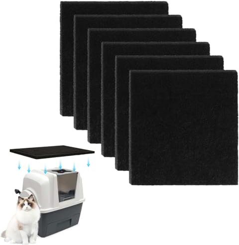 LSOJFE Filtro a Carbone Attivo per Lettiera Gatti, Deodorante,Filtro a Carbone Attivo per Lettiera per Gatti per Cucina e Servizi Igienici 6 Pezzi