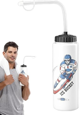 Hockey Wasserflasche,eishockey trinkflasche,eishockey flasche,Hockey Wasserflasche mit langem Strohhalm,Fußball Spritzwasserflasche,Eishockey Wasserflasche,Fußball Wasserflaschen zum Wandern,Fitness