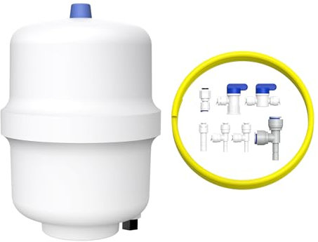 SimPure Pequeño tanque de presión de agua para sistema de ósmosis inversa sin tanque, tanque de almacenamiento de agua RO con accesorios para refrigerador, máquina de hielo, adecuado para tuberías de