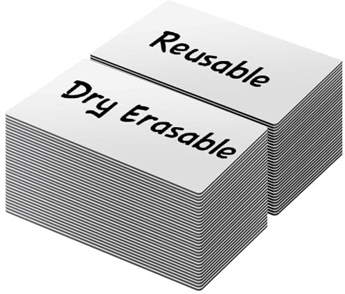 LLPT Trocken Abwischbare Magnetische Etiketten | 50 Stück | Leere Beschreibbare Magnetaufkleber, Wiederverwendbar | für Schreibtisch DIY Whiteboard | Farbe Weiß(DML1040WT) | 2.5CM x 10CM
