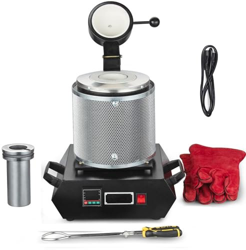 Four de fusion à induction, four de fusion d'or de 3 kg, kit de fusion d'or de four de fusion électrique numérique de 1500 W, 1150 ℃ pour ferraille de fusion rapide, or, argent, cuivre, aluminium