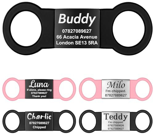 GISUREY Hundemarke mit Gravur - Lautlose Slide-On Hundemarke Personalisiert aus Robustem Edelstahl, Langlebig und Gut Lesbar, Hundeanhänger mit Gravur für Hunde- und Katzenhalsband (BB,L)
