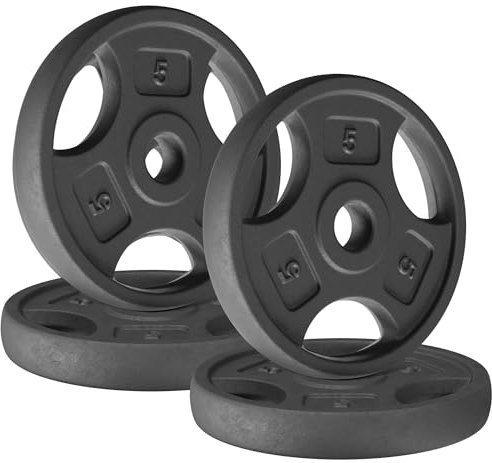 Yes4All 1 Inch Grip Cast Iron Weight Plates for Dumbbells – Standard Weight Plates - 5lb - 4pcs