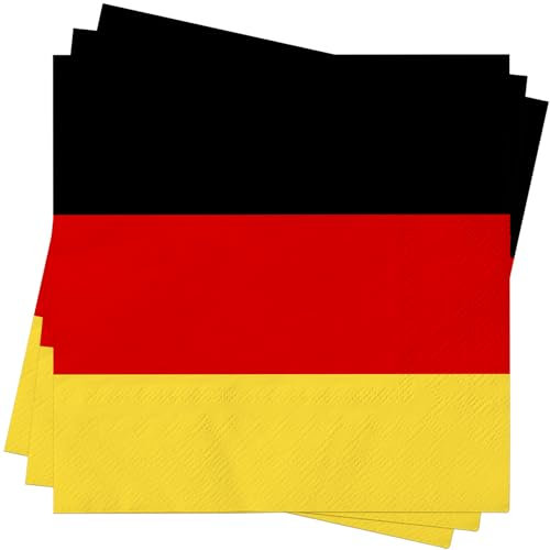 Wentsent Servietten Deutschland, 80 Stück Schwarz Rot Gelb Einwegservietten Deutschland Flagge Party Tisch Deko für Fußball WM EM