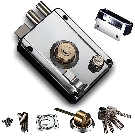 Serratura per Porta Esterna in Acciaio Inossidabile, Nucleo della Serratura in Rame Aperto a Sinistra con Sicurezza Laterale, Prevenzione Furto, Vecchia Serratura per Porta