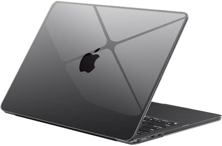 EooCoo Cover Ultra Sottile e Trasparente compatibile con MacBook Air 15 Pollici M4 M3 M2 2025-2023 A3241 A3114 A2941 con Touch ID, Plastica Rigide Protection Custodia Liscia - Nero Siderale Cristallo
