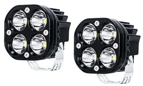 WELLIT Faro da lavoro a LED, 2 x 40 W, 3 pollici, 12 V, 24 V, bianco, per fuoristrada, per trattore, moto, luce da pesca SUV (2 x 3 pollici, 40 W, colore: bianco)