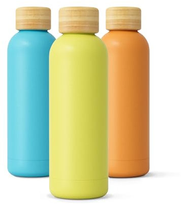 PULSENOVA Stainless Steel Water Bottle 500ml BPA-Free - Double Thermal Insulation – Cold Drinks 24h Hot 12 Hours – Ecological and Healthy – Thermal Bottle for Children, Hiking, Gymnastics (Yellow)