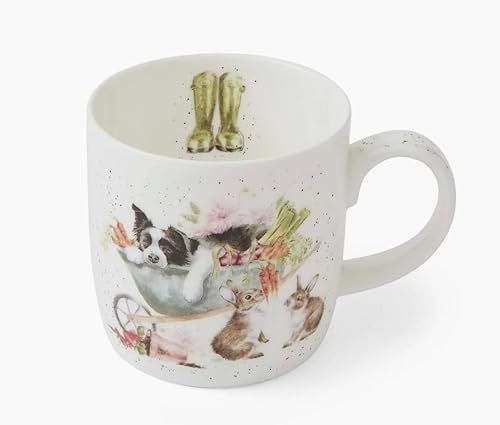 Royal Worcester Wrendale Deigns Sleeping on The Job 0.3 Litre Ceramic Mug with Dog and Cat Motifs