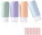 Diboniur Flacon Voyage en Silicone, 4 Pièces Flacon Pompe Vide avec 1 autocollants vierges, Anti-Fuite, Kit Voyage Avion pour Shampoo, Creme, Liquidi e Lotion (98ml)