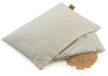MinkovHOME Almohada de Mijo Orgánico, Ergonómica,Transpirable, Funda de Algodón Suave, Confort Cervical, Cojín Natural, 40 x 80 cm