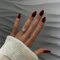 KQueenest Acrylic Press on Nails Short Medium Coffin, Burgundy Red False Nails Short Ballerina, Glossy Natural Solid Color Fake Nails Set, Reusable Gel Stick on Nail for Women Finger Daily Wear 24 Pcs