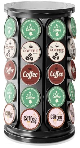 TOMSHUB K Cup Holder, Coffee Pod Storage Carousel Holder Organizer Compatible with 40 Keurig K-Cup Pods, Home or Office Kitchen Counter Organizer（Black）