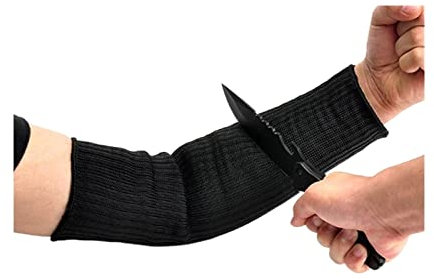 ZKLGS Cut Resistant Gloves, Steel Wire Work Safety Cut Proof Arm Sleeve Anti Knife Guard Bracer Stabproof Armband Workplace Labor Protection Anti Abrasion(Nero)
