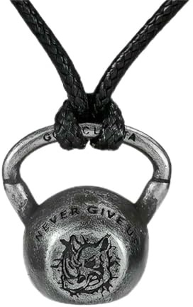 fycouyee Jewelry man stainless steel necklace retro hip hop style fitness sports kettlebell
