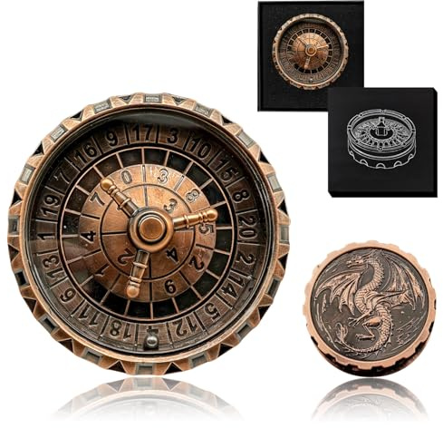 G21 Roulette Spinner for DND Dice Set, 3 in 1 Dragon Metal D&D Dice with Gift Case for Dungeons and Dragon Game, RPG Role Playing Table Game Gifts (Copper-red)