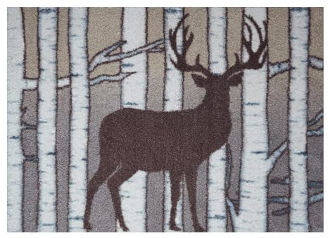 Akzente Feel Birch Deer Fußmatte, 70x100 cm, kuschelig weich, Latex Rückseite, rutschfest, Made in EU, PVC-frei, für Badezimmer & Fußbodenheizung
