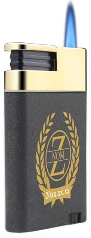 loongway Briquet Personnalisé Briquet Métallique Résistant aux Tempêtes - Gaz Flamme Bleue Métallique, Cadeau Homme Exigeant Fête des Pères Luxe