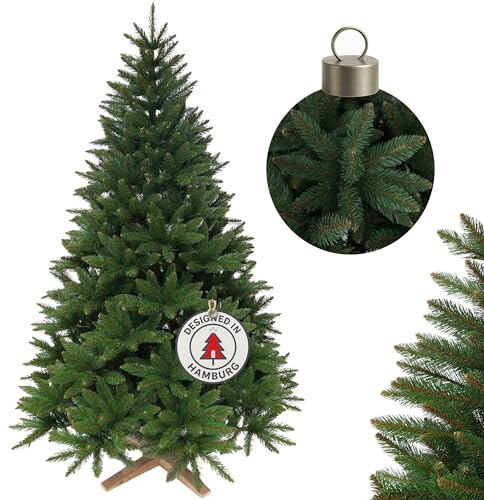 Hochwertiger künstlicher Weihnachtsbaum 240cm mit Holzfuß - Premium Weihnachtsbaum künstlich mit dichtem 3D PVC Nadelkleid, Schnellaufbau, Tannenbaum künstlich als Weihnachtsdeko